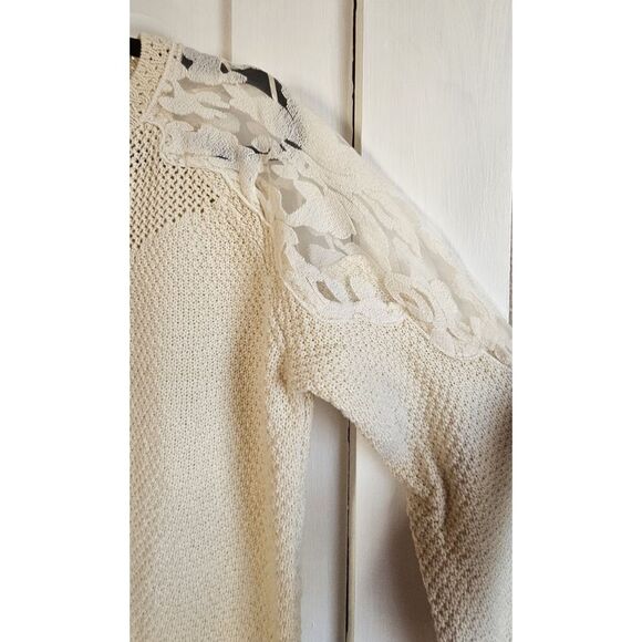 Absolutely stitch fix laced shoulder sweater women tan‎  Sz L - Picture 3 of 8